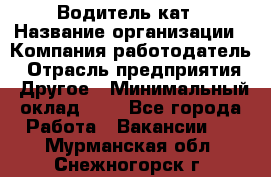 Водитель кат › Название организации ­ Компания-работодатель › Отрасль предприятия ­ Другое › Минимальный оклад ­ 1 - Все города Работа » Вакансии   . Мурманская обл.,Снежногорск г.